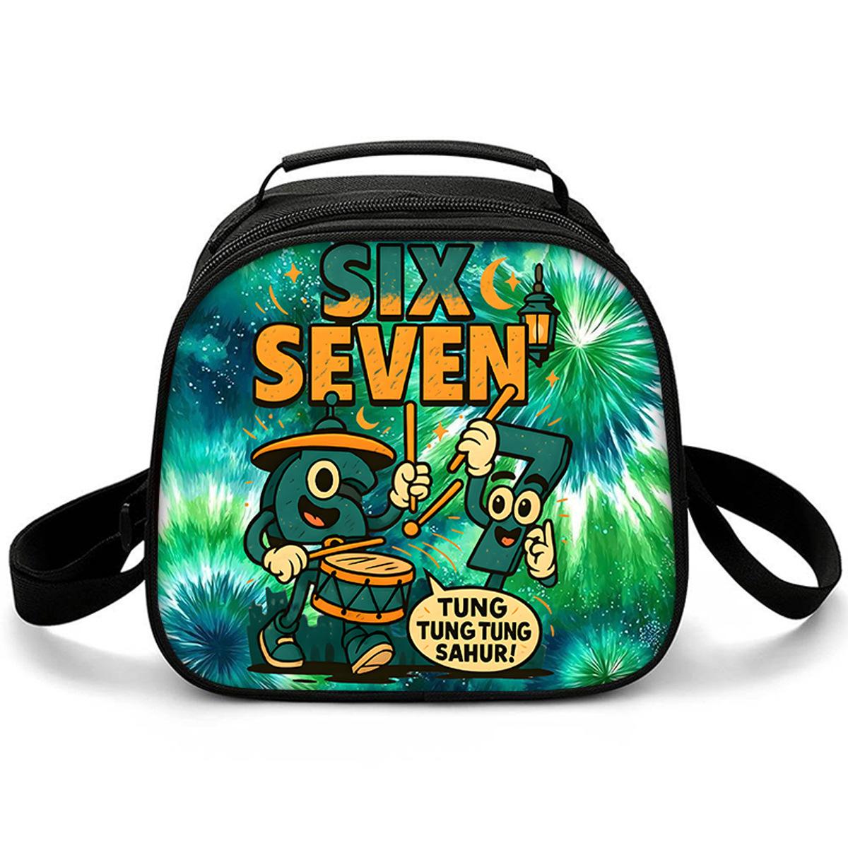 Luxe Populaire Grappige Crossbody 67 zes zeven Lunchbox Thermische isolatie Voedsel Lunchtas 3D Print Geïsoleerde Handtassen IJszakken