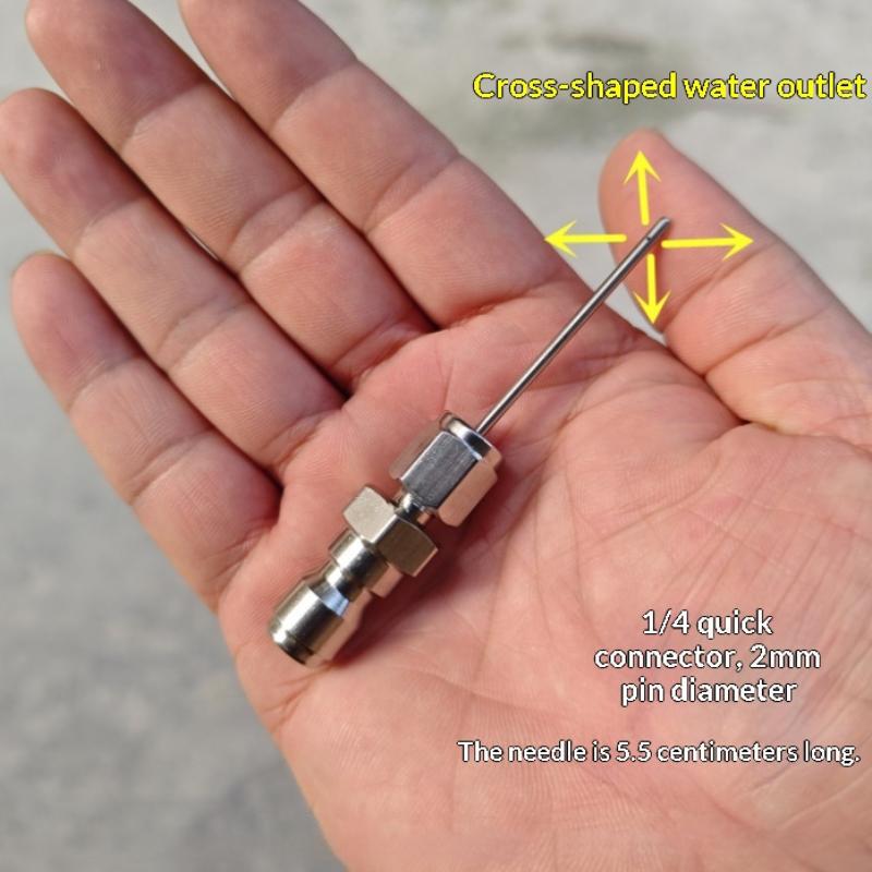 Stainless Steel High Pressure Cleaning Needle Cross Hole Water Outlet 1/4 Quick Connector For Auto Ac Home Parts Cleaning