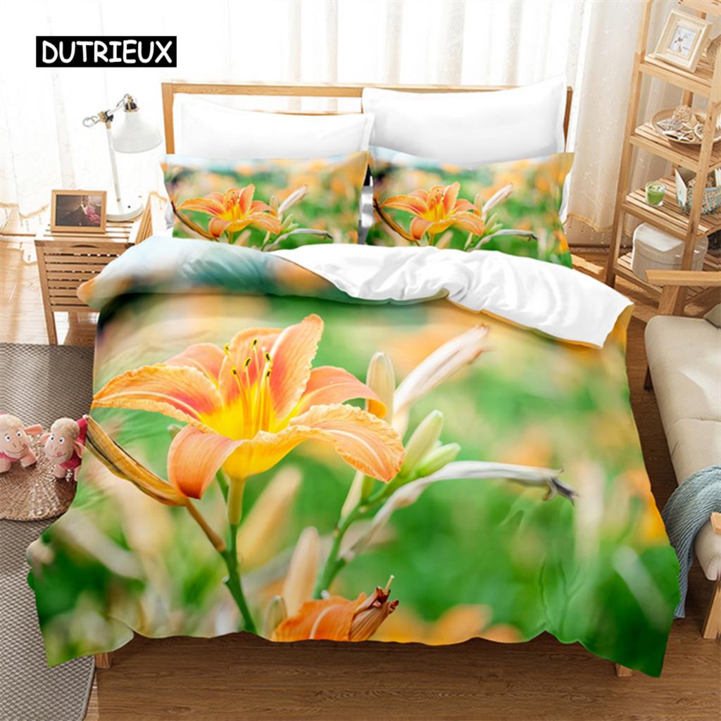 Yellow Flowers Queen Size Sleep Bedding Collection Bed Cover Collection Bedding Digital Printing Bed Linen King Size Size Bed Cover Collection Bedding