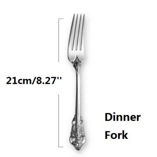 

1 шт. Ретро срібний посуд Вінтажний срібний посуд Нержавіюча сталь Столовий ніж Виделка Ложка Весільні столові прибори Різдвяний вестерн посуд