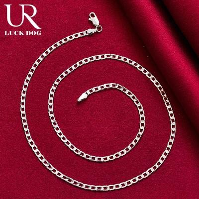 925 Sterling Silver 16/18/20/22/24/26/28/30 Inches 4mm Side Necklace Fashion Wedding Jewelry