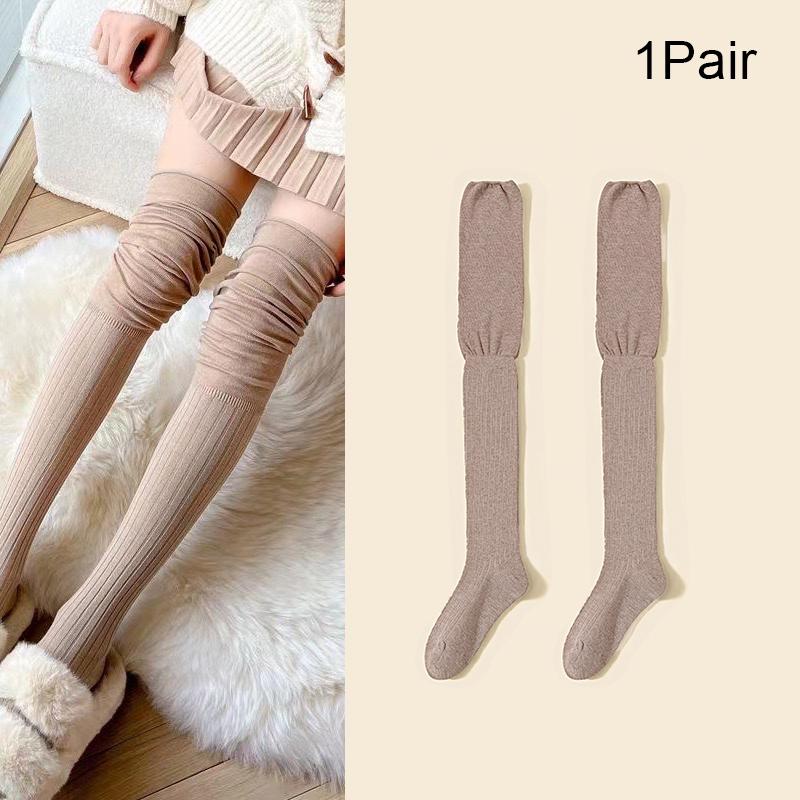 

1 пара длинных многослойных повседневных носков, ботинки и носки свободного кроя, женские эластичные носки облегающего кроя до колена, тепло хаки