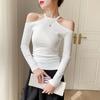 Autumn/Winter One-Shoulder Halter Slimming Long-Sleeve Women's Shirt