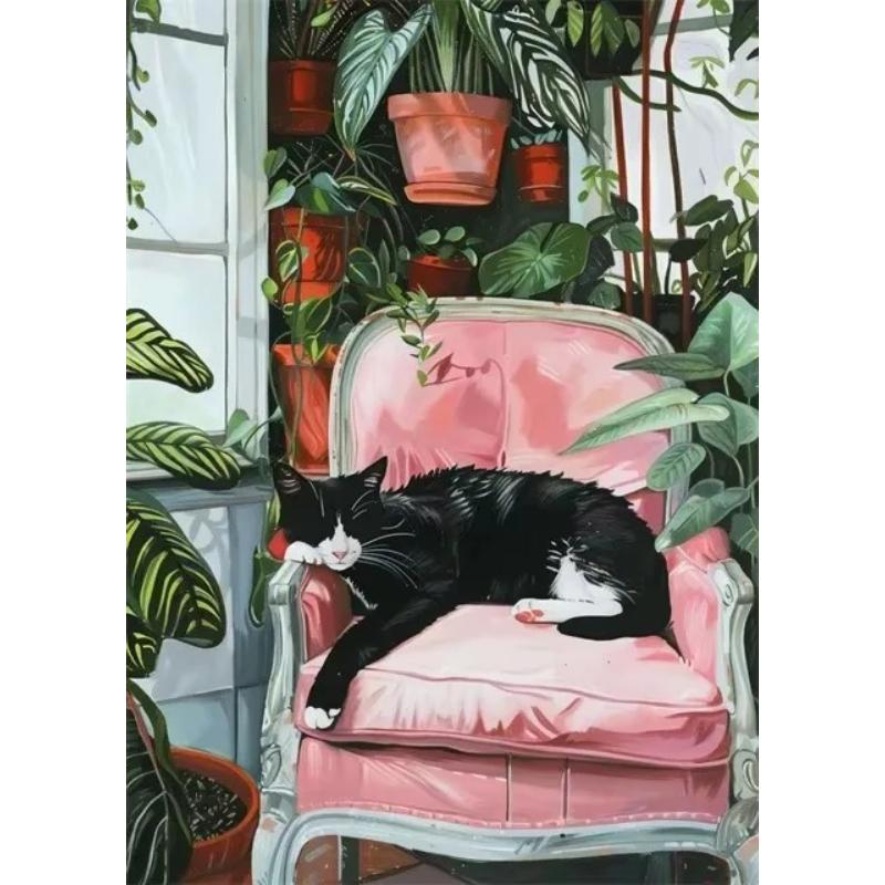 Funny Cat On Toilet Wall Art Cat Reading Newspaper Canvas Posters Print Picture for Home Bathroom Living Room Decor No Frame