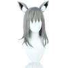 LAOBAO Shiroko Sand Wolf Cosplay Wig with Disguise Costume Halloween Costume Sand Ears, Gray, Medium-Long Hair, Heat-Resistant, Wig, Accessory,