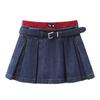 In Stock Spring 2026 Sweet Color Block Double Waistband A-line Pleated Denim Skirt RK11502064
