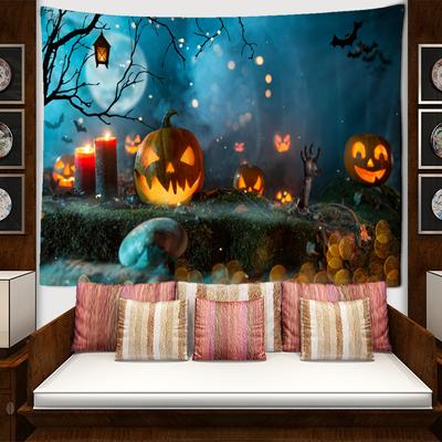 Halloween Pumpkin Tapestry Wall Hanging Psychedelic Witchcraft Mystery Tapiz Hippie Good Luck Background Cloth Home Decor