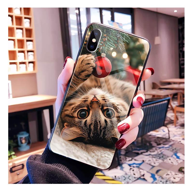 Glass phone case For Samsung S25 S24 S23 S22 Ultra S24 Plus A55 A16 A54 A15 A56 A36 S25 FE Christmas Ball Tree