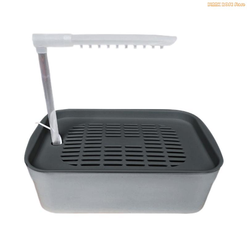 

K1AE Large Water Flows Parrots Bath Tub Automatic Water Circulation Shower Basin for Bird Daily Healthy Feathered Home Use серый