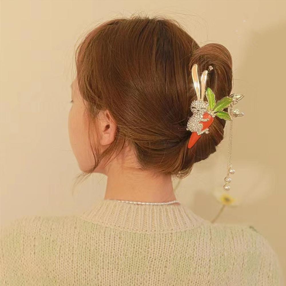 Kryształowa Królicza Marchewka Perłowy Chwost Pazur do Włosów Dla Kobiet Uroczy Krab Klips do Włosów Spinki Wsuwka Damskie Akcesoria do Włosów Kucyk