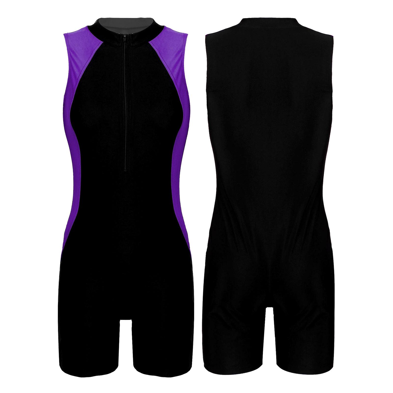 

Цельный купальник без рукавов, женский купальный костюм, ретро купальный костюм для серфинга XXXL фиолетовый