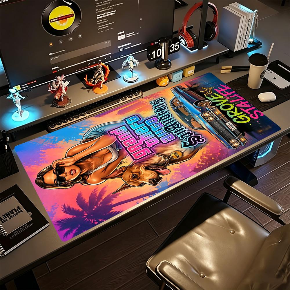 Grand Theft Auto Large Mouse Pad Desk Mouse Pad Office Mouse Mats Non-Slip Rubber Bottom Perfect for Office Desktop Supplies School Home