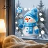 Snowman Glass Stickers Christmas Static Window Clings Reusable with Santa Claus Festive Home Decor Xmas Tree Patterns Removable Decals for