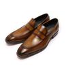 Fashion Classic Big Sizes Men's Penny Loafers Genuine Leather Blue/Brown Handmade Slip-On Business Dress Shoes Male Footwear
