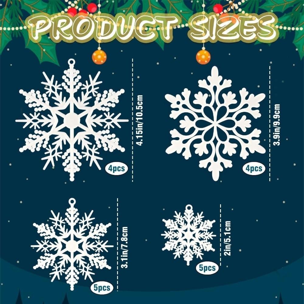 18/36pcs Merry Christmas Paper Snowflakes Glitter White Double-Sided Xmas Tree Pendants Lightweight Snow Flakes Charm