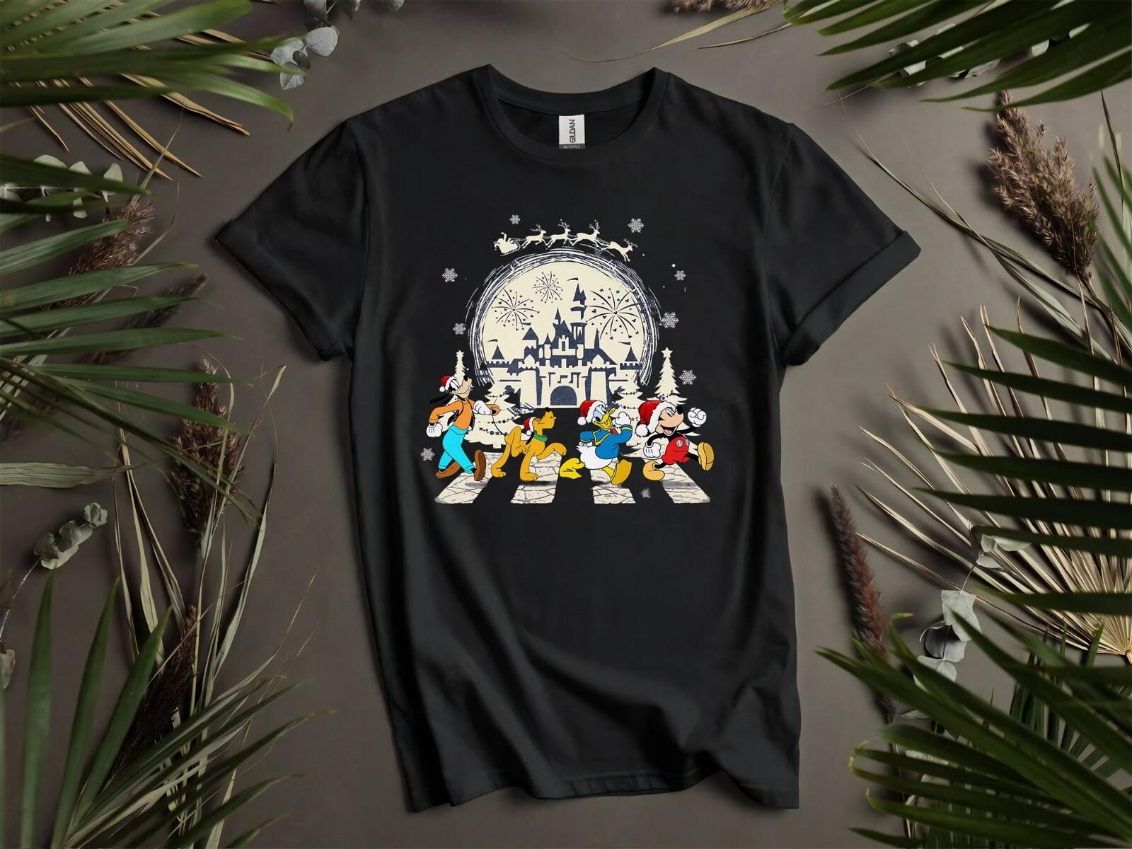 Santa Mickey Friends Abbey Road Walking Hoodie Tshirt Men Women Unisex AD661 3XL