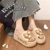 Thick-soled Slippers Women's Summer Indoor Home Fashion Bow Cool Slippers Bathroom Non-slip Outer Slippers