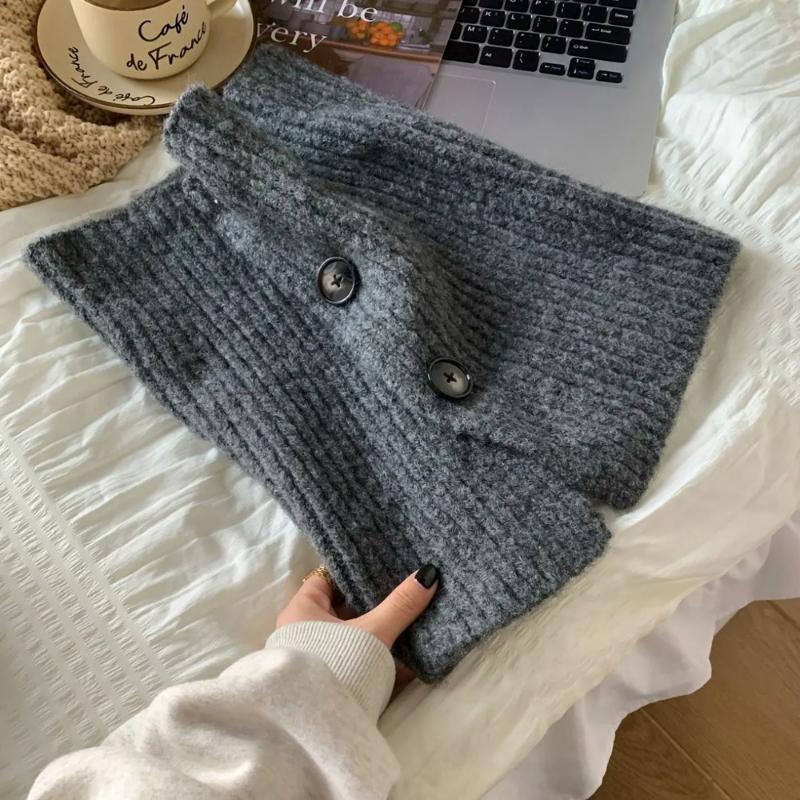 Warmer Winter-Strickhalsschal für Damen, modisches Design, gestreift, einfarbig, Wollgarn, magischer Ring, Schals, Kaschmir, Bufanda, Schalldämpfer