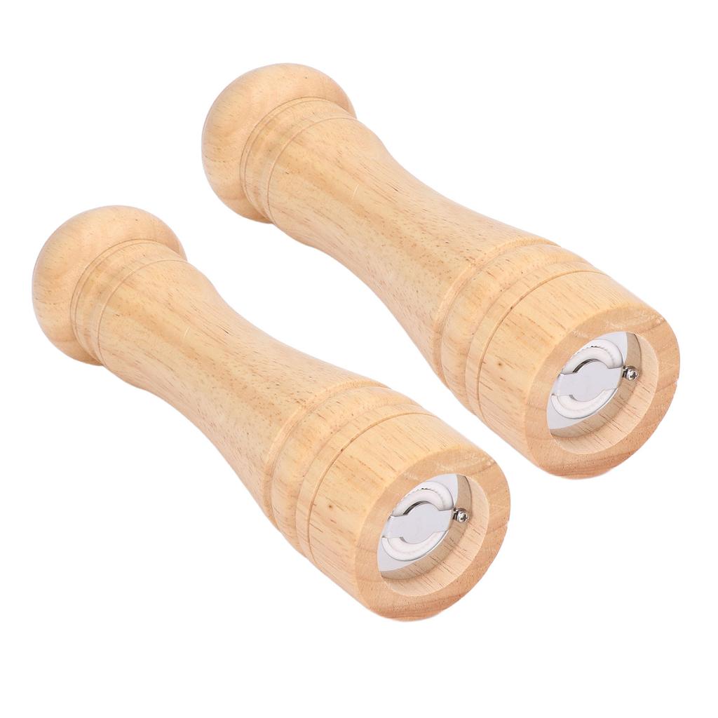 2pcs Wood Salt and Pepper Grinder Coarseness Wooden Pepper Shaker for Kitchen Seasoning