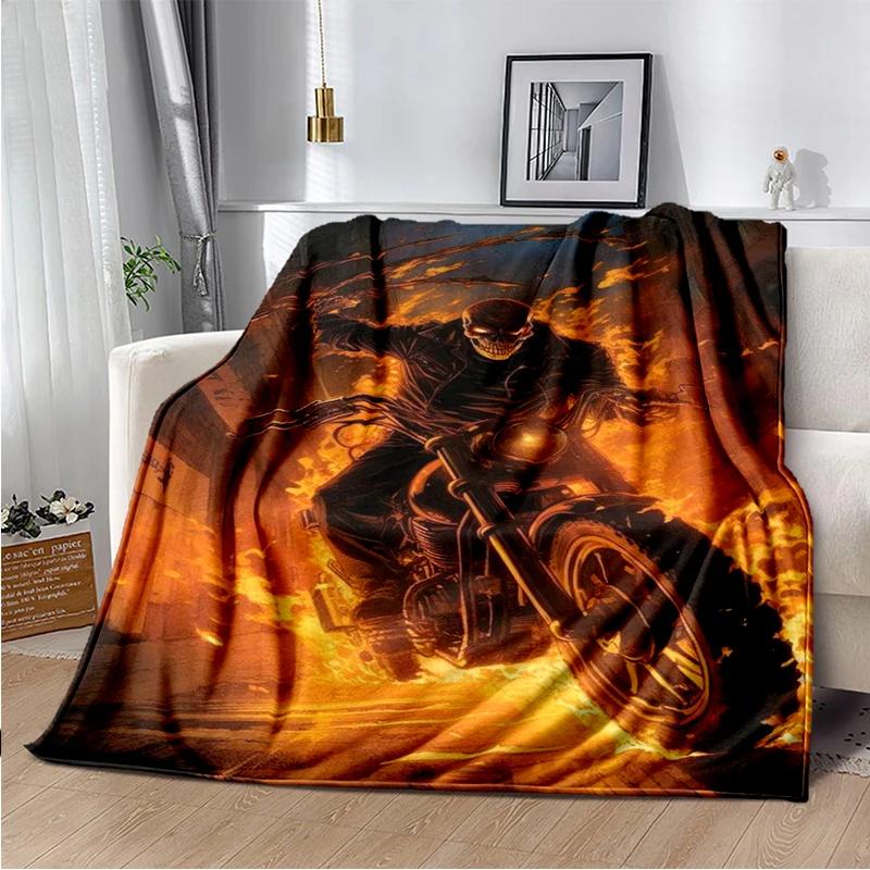 2026 New Marvel Horror Ghost Rider Cartoon Gift Soft Blanket,Soft Throw Blanket for Home Bedroom Bed Sofa Picnic Child Cover Kid