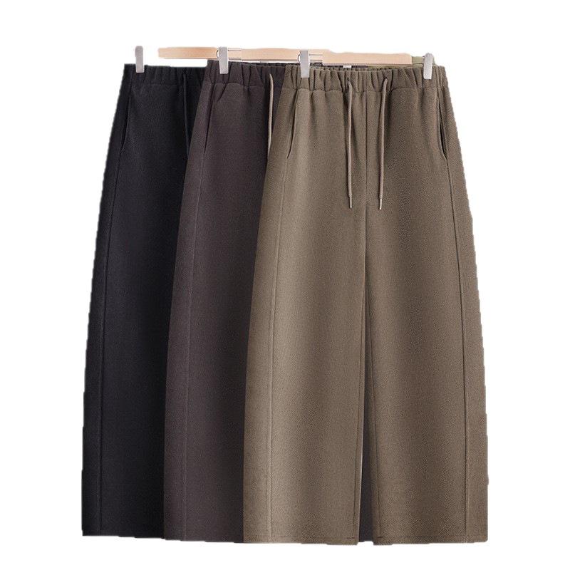 Velvet Winter Curved Blade Pants for Middle-Aged Women: Plus Size Slimming Wide-Leg Pants