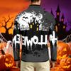 Men's Long Sleeve Casual T Shirt Crew Neck Printed Halloween Pumpkin Stars Moon Pattern Comfortable Fit Lightweight Top