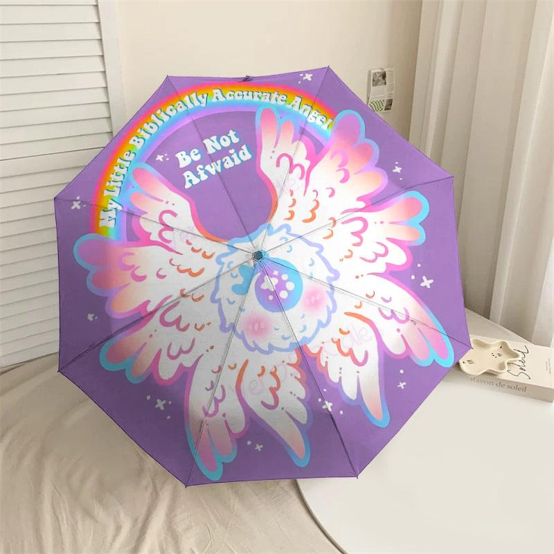 Rainbow Wings Umbrella - Automatic Opening/Closing, Outdoor Protection, Lightweight Travel Accessory, Durable Gift for All Seasons 003