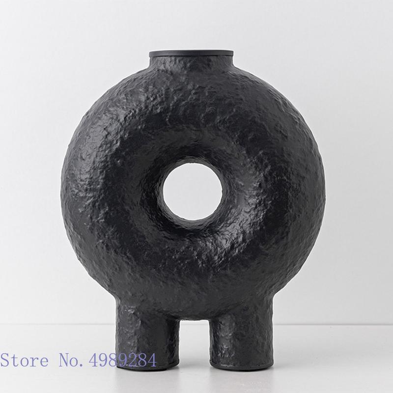 Ceramiczny Wazon Geometria Koło Czarno-Biała Tekstura Abstrakcyjny Kwiatowy Rękodzieło Ozdoby Nowoczesna Dekoracja Domu Wazon na Kwiaty