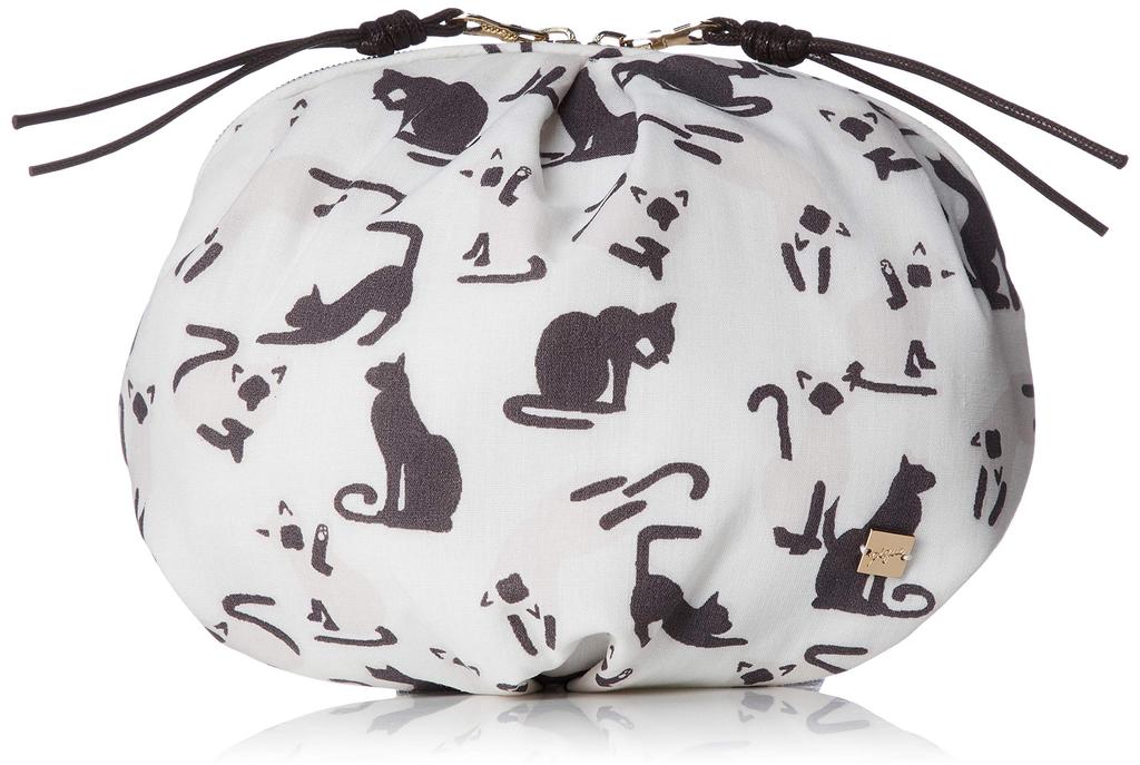African cat pattern round pouch PWGB202553 OWHT [Gelato Pique]