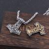 Never Fade Mix Gold Color Thor's Hammer Necklace Viking Scandinavian Wolf Viking Necklace Men Stainless Steel Gift