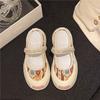 Lazy Shoes Women's 2025 Spring New Fashionable Versatile Cartoon Picture Women's Shoes Platform Casual One-pedal Muffin Canvas Shoes