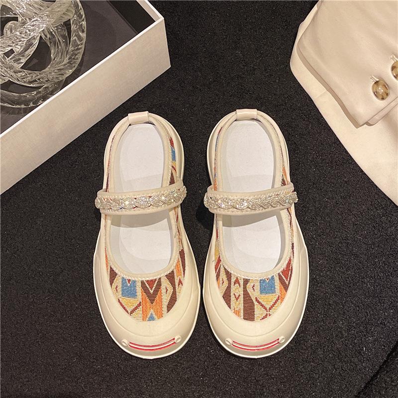 

Женские ленивые туфли 2025 весна новые модные универсальные мультяшные женские туфли на платформе повседневные парусиновые туфли на маффине на одной педали 40 разноцветные