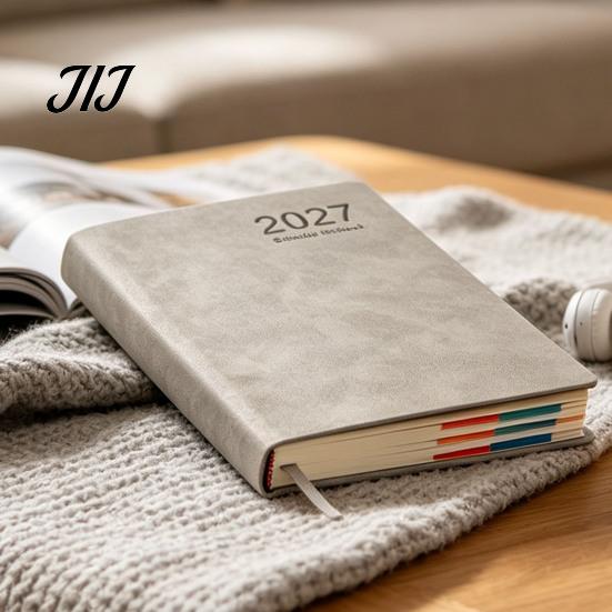 Hardcover Akademischer Kalender 2027 A5 Tagesplaner, Kunstleder 320 Seiten Terminplaner mit Geschenk für Berufstätige Lesezeichenband, Eins