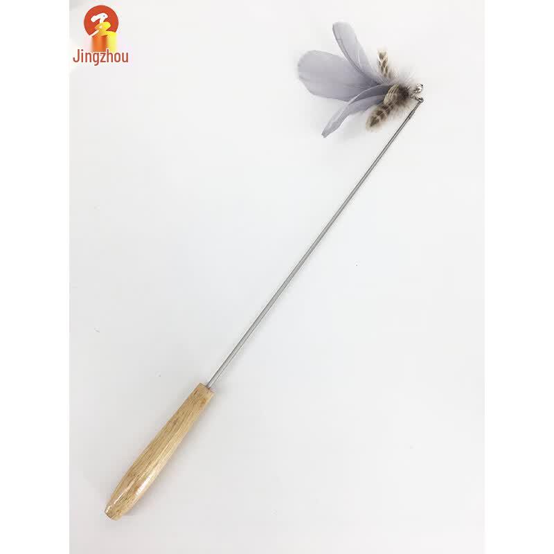 Retractable Cat Teaser Wand with Replaceable Feather Heads