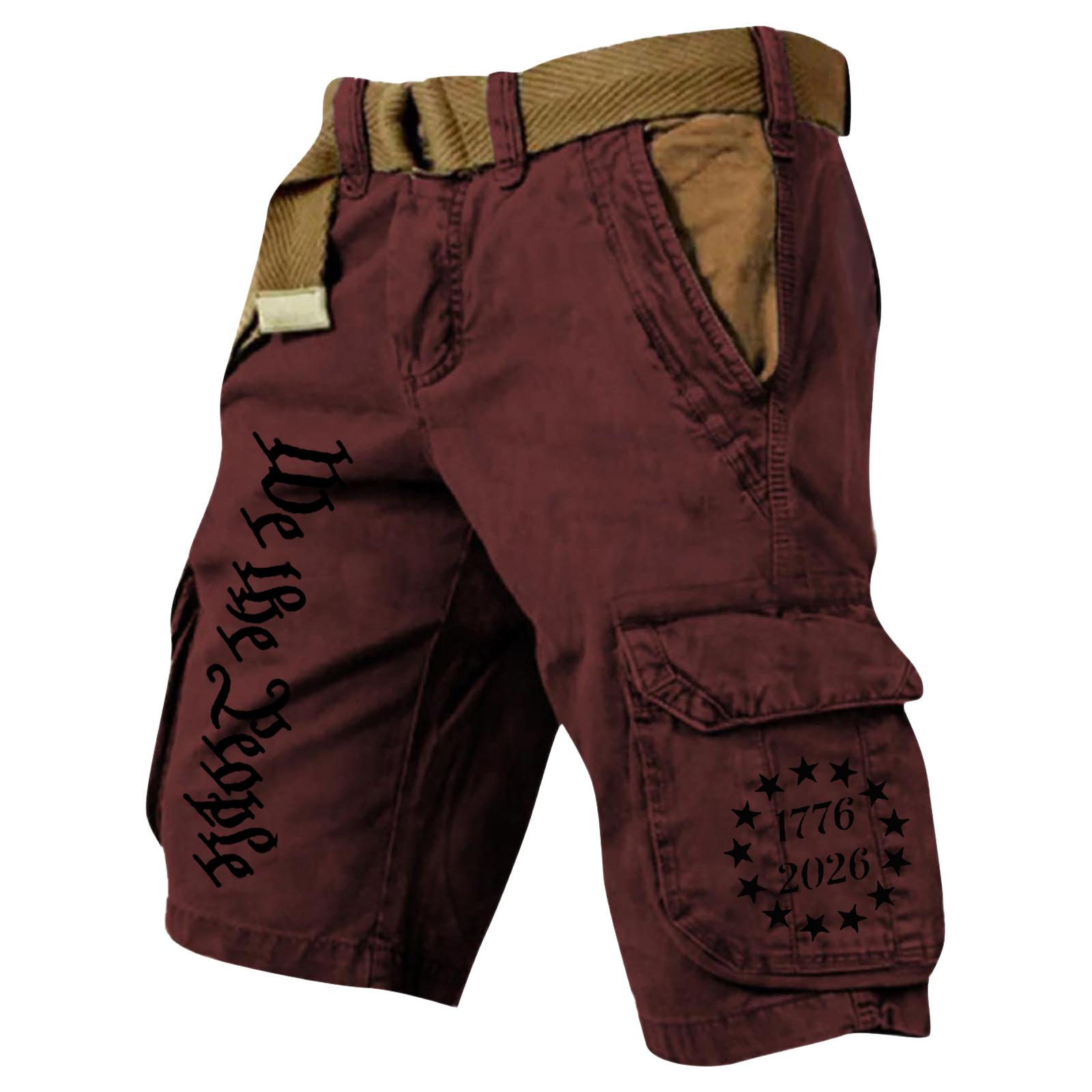 

Men s Summer Printed Outdoor Shorts Men s Loose Multi-Pocket Shorts XL винний