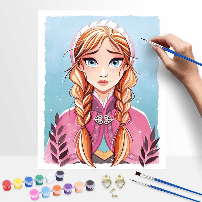 Disney Anna Oil Painting Art Set Princess Portrait Handmade Diy Gift Home Decoration