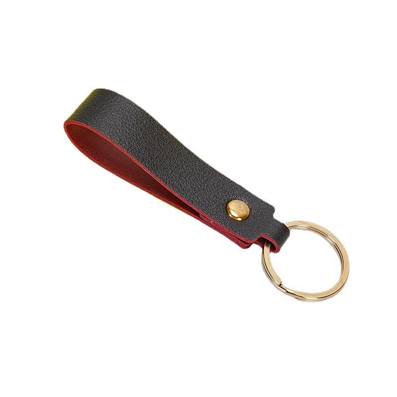 Nordic Two-Color PU Leather Keychain: Creative Macaron Keyring & Bag Pendant