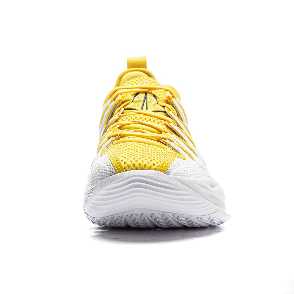 New LiNing Buckets Shock Absorbers Slip Resistant Breathable Low Top Basketball Shoes Men's White Yellow ABAV051-15