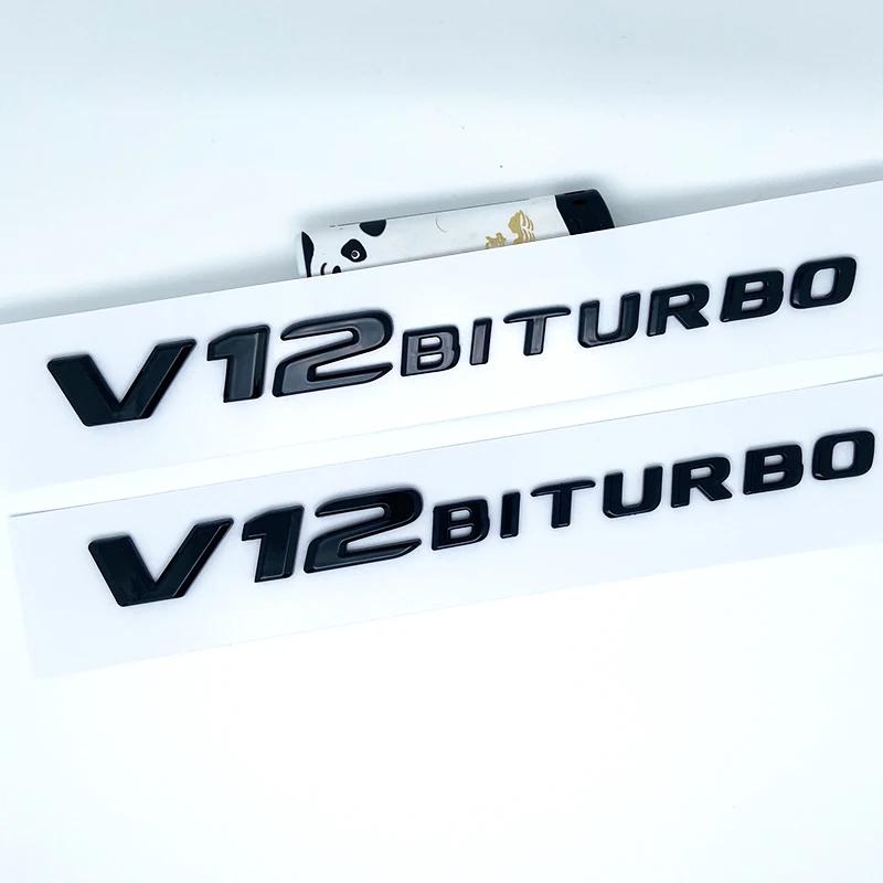 AABGR1 2017 Flat Letters G63 G65 V8 Biturbo V12 Biturbo Emblem for Mercedes Benz W463 Car Side Fender Trunk Nameplate Logo Sticker