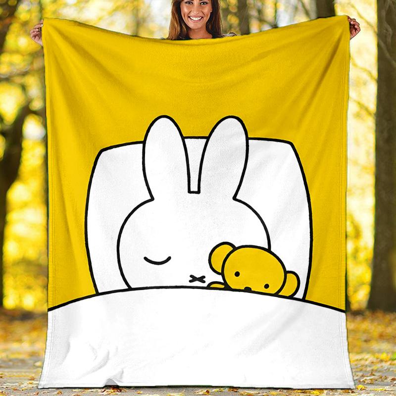 1pc Miffy4 Theme Blanket - Digital Print, Polyester, Cozy for All Seasons, Perfect for Outdoor, Camping, and Travel