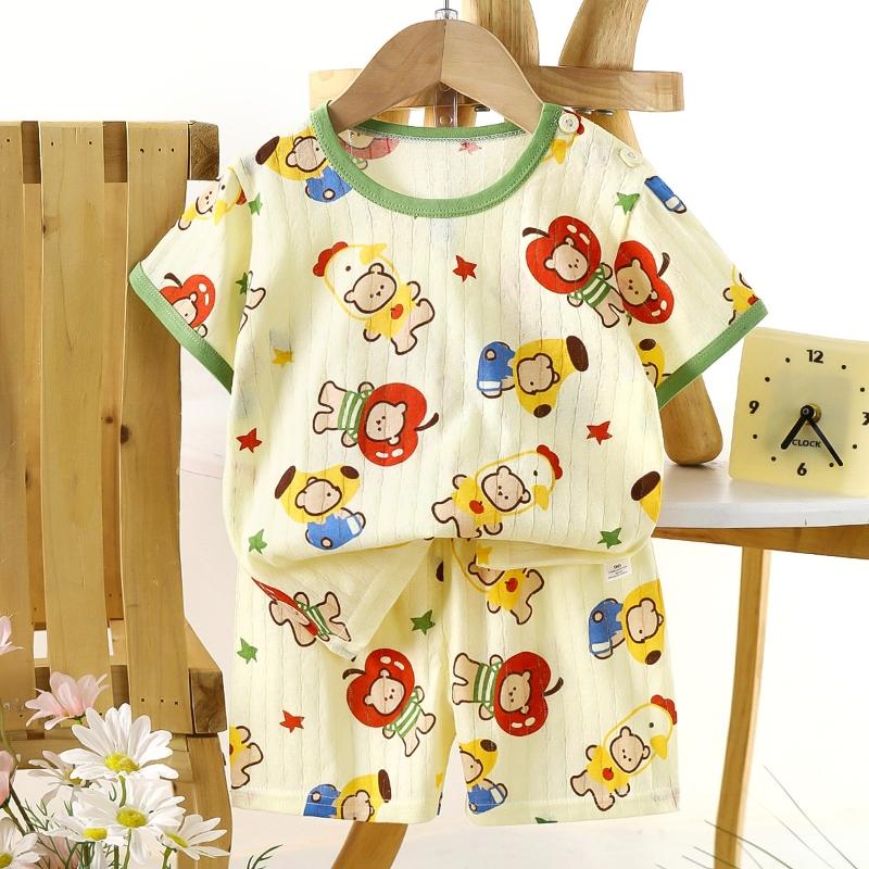 2pcs/set Cotton Children Sets Kids Clothes Boys Girls T-shirt Shorts  Summer Short Sleeve Baby Clothing Toddler