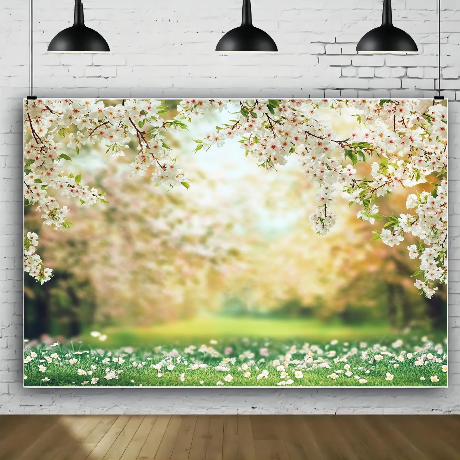 The happy backdrop of spring - a garden scene an ideal portrait of a young person and props for a photography studio 100x150cm