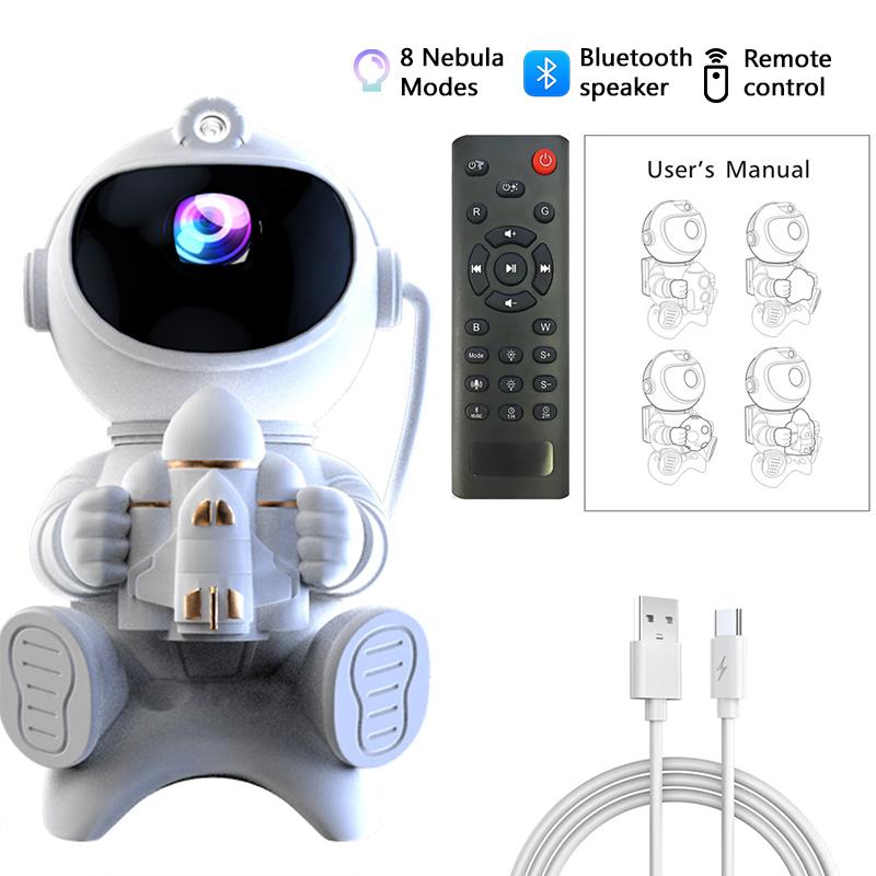 Astronaut LED Night Light Galaxy Star Projector Bluetooth Speaker Remote Control Timer 360° Adjustable Angle for Bedroom Decor