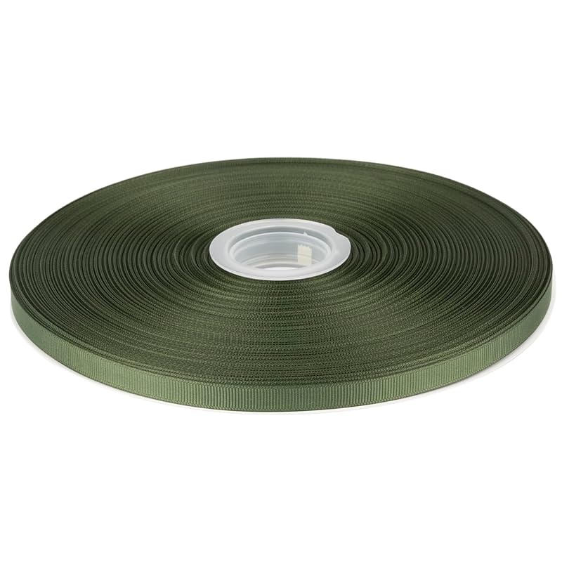 

[Tekdeere]Width 9mm solid moss grosgrain ribbon, perfect for gift wrapping, sewing, hair accessories, wedding decorations - 91m/roll