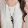 Stained Stone Heart Pendant Long Necklace Sweater Chain Women's Personalized Versatile Collar Chain Accessory