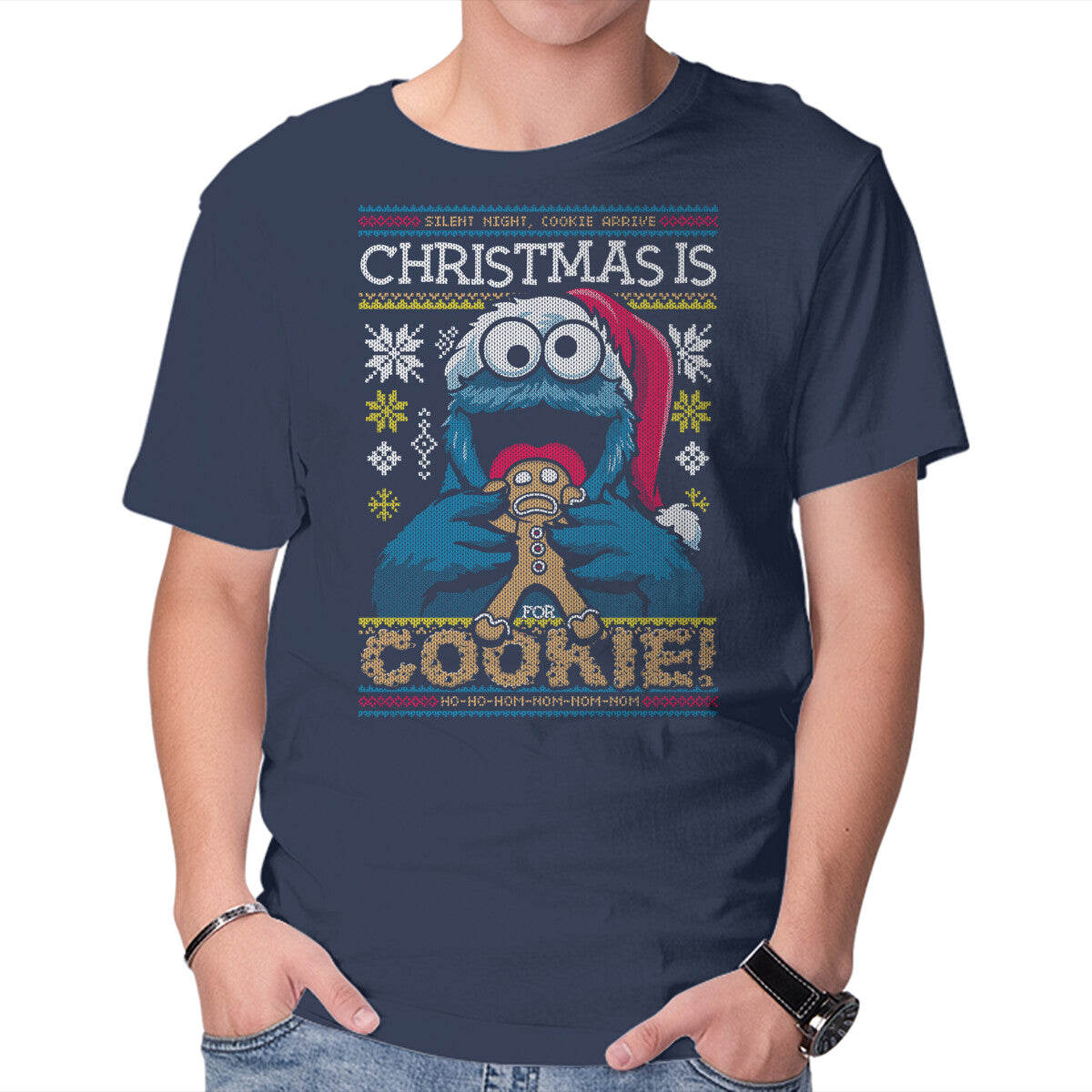 Unisex Crew Neck T-Shirt Christmas Is For Cookie Graphic Short Sleeve Casual Tee XXL