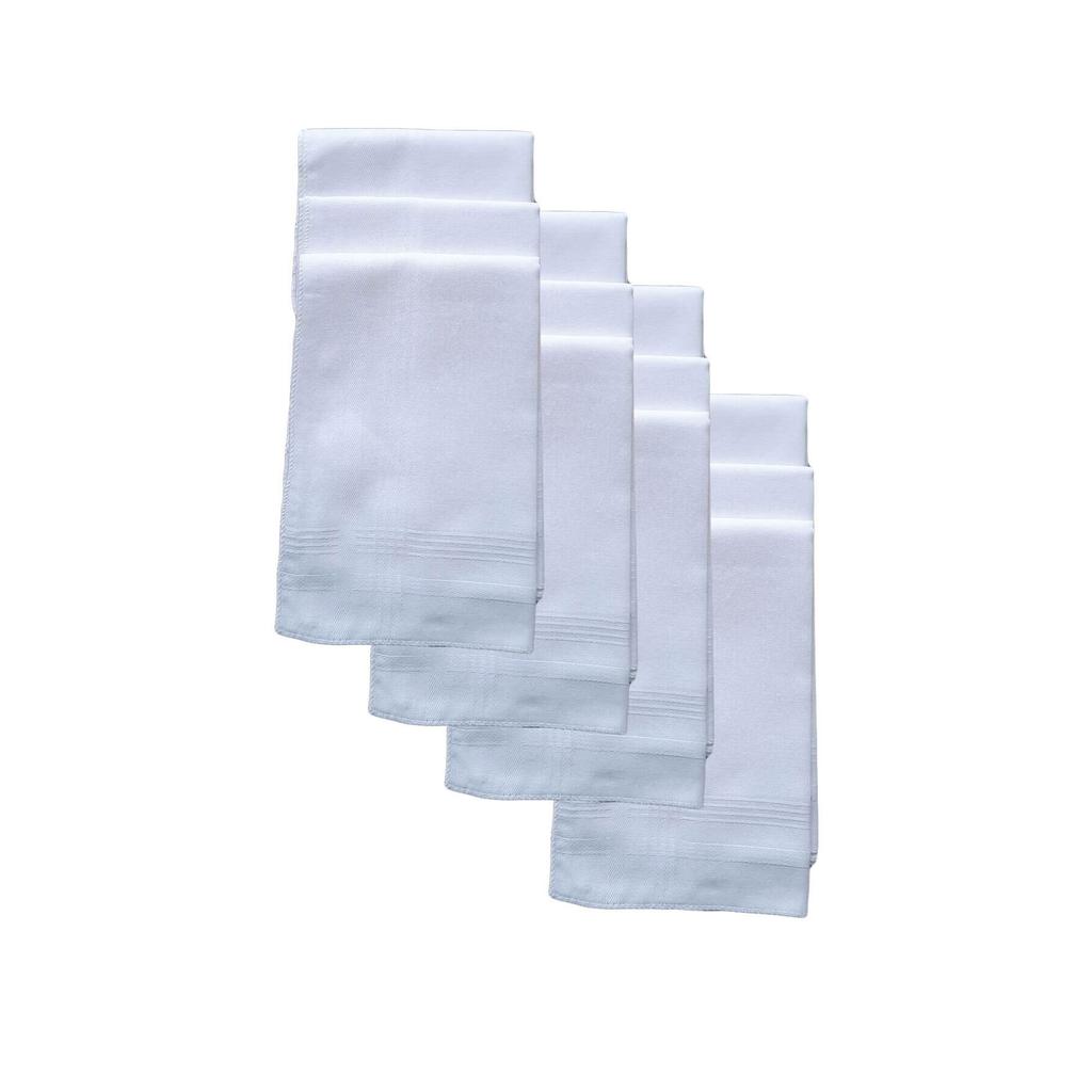 12 Pcs Hand Pocket Collar Fabric Handkerchief 36x36 Cm 100 Cotton TM White