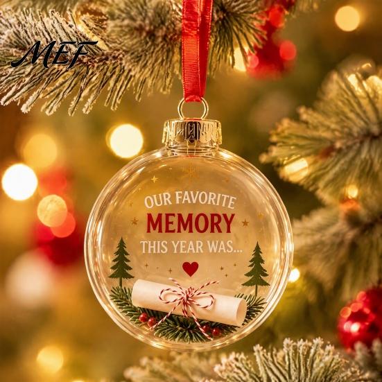 Christmas Gift Ornaments for Garden 3D Clear Ball Ornament, Holiday Message Keepsake, Acrylic Decorations Bedroom Windows Tree Hanging Decoration