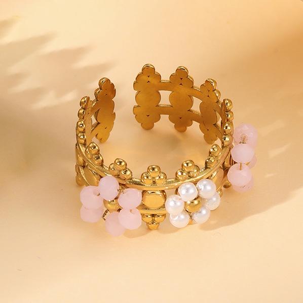 Pozłacany stal nierdzewna otwarty pierścionek: Modowy statement high-end dla kobiet z unikalnym zmysłem designu