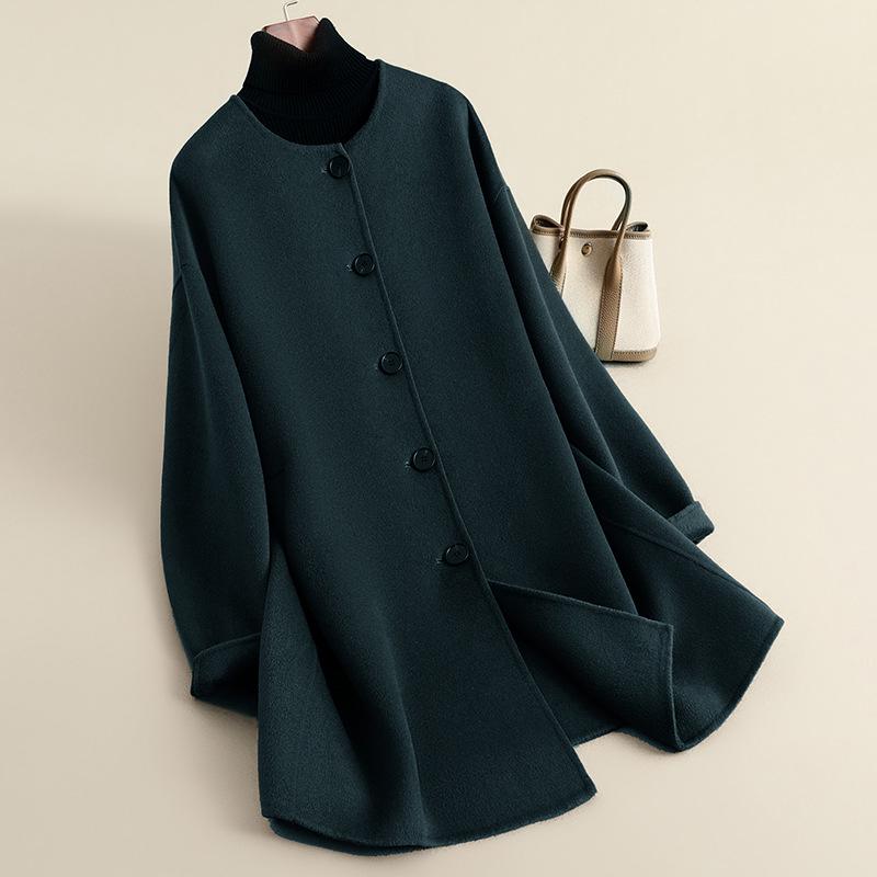 

Новое женское двустороннее шерстяное пальто средней длины 2025 года, высококачественная шерсть, свободный крой, большие размеры, весенняя коллекция L (for ~141-165 lbs)